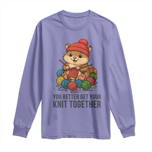 Cute Hamster Knitting Long Sleeve Shirt You Better Get Your Knit Together TS12 Violet Print Your Wear
