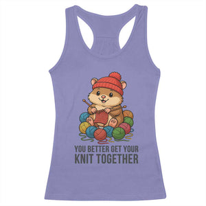 Cute Hamster Knitting Racerback Tank Top You Better Get Your Knit Together TS12 Violet Print Your Wear