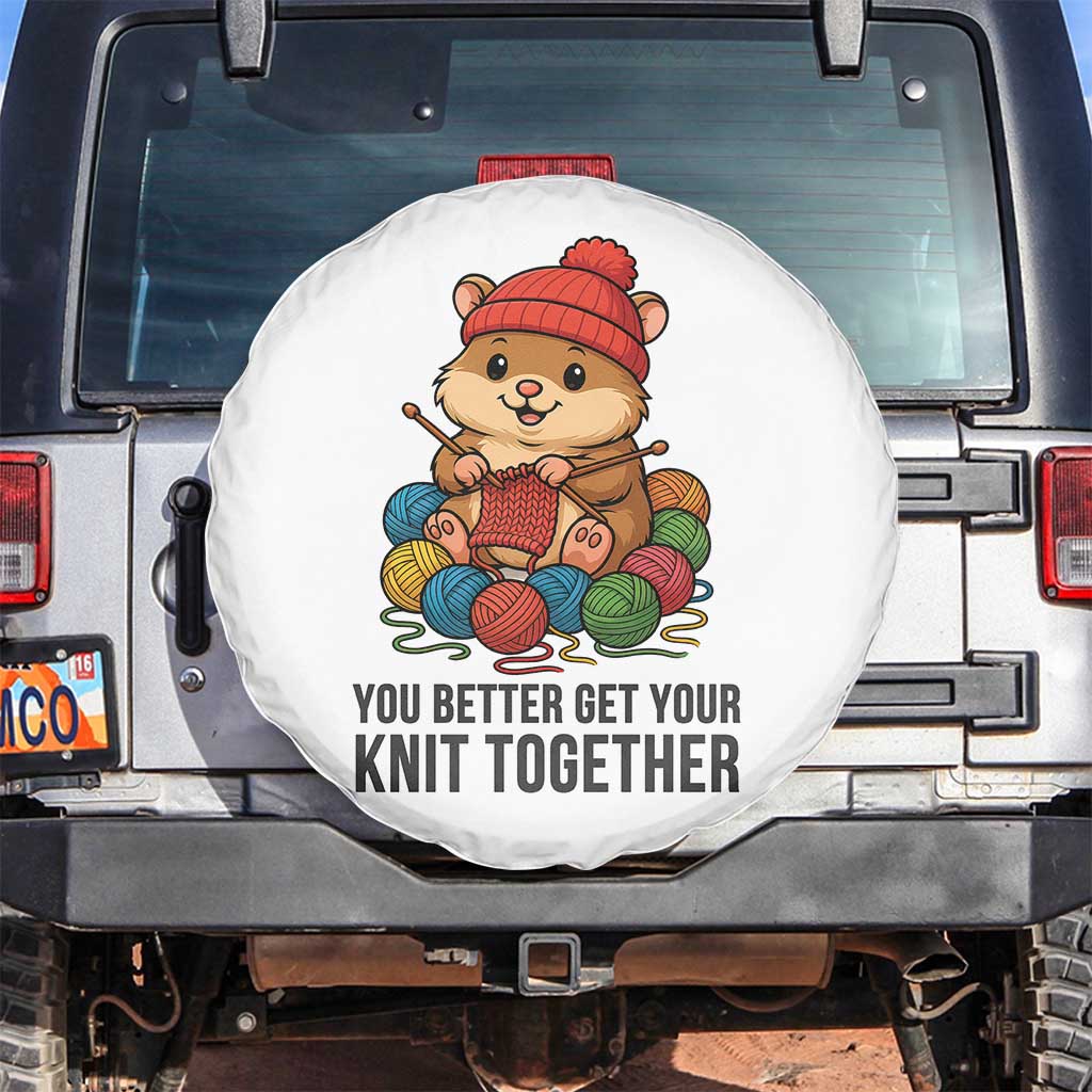 Cute Hamster Knitting Spare Tire Cover You Better Get Your Knit Together TS12 No hole White Print Your Wear