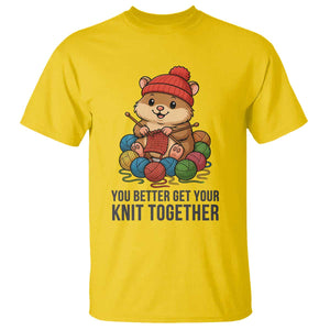 Cute Hamster Knitting T Shirt You Better Get Your Knit Together - Print Your Wear