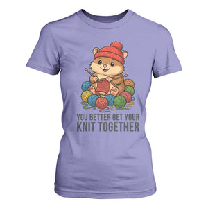 Cute Hamster Knitting T Shirt For Women You Better Get Your Knit Together TS12 Violet Print Your Wear