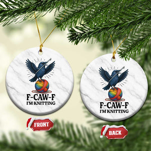 F Caw F I Am Knitting Ceramic Ornament Funny Raven Gift For Knitter TS12 1pc White Marble Print Your Wear