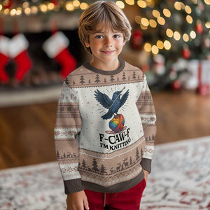 F Caw F I Am Knitting Ugly Christmas Sweater Funny Raven Gift For Knitter TS12 Mocha Mousse Print Your Wear