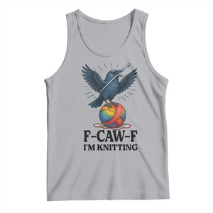 F Caw F I Am Knitting Tank Top Funny Raven Gift For Knitter TS12 Athletic Heather Print Your Wear