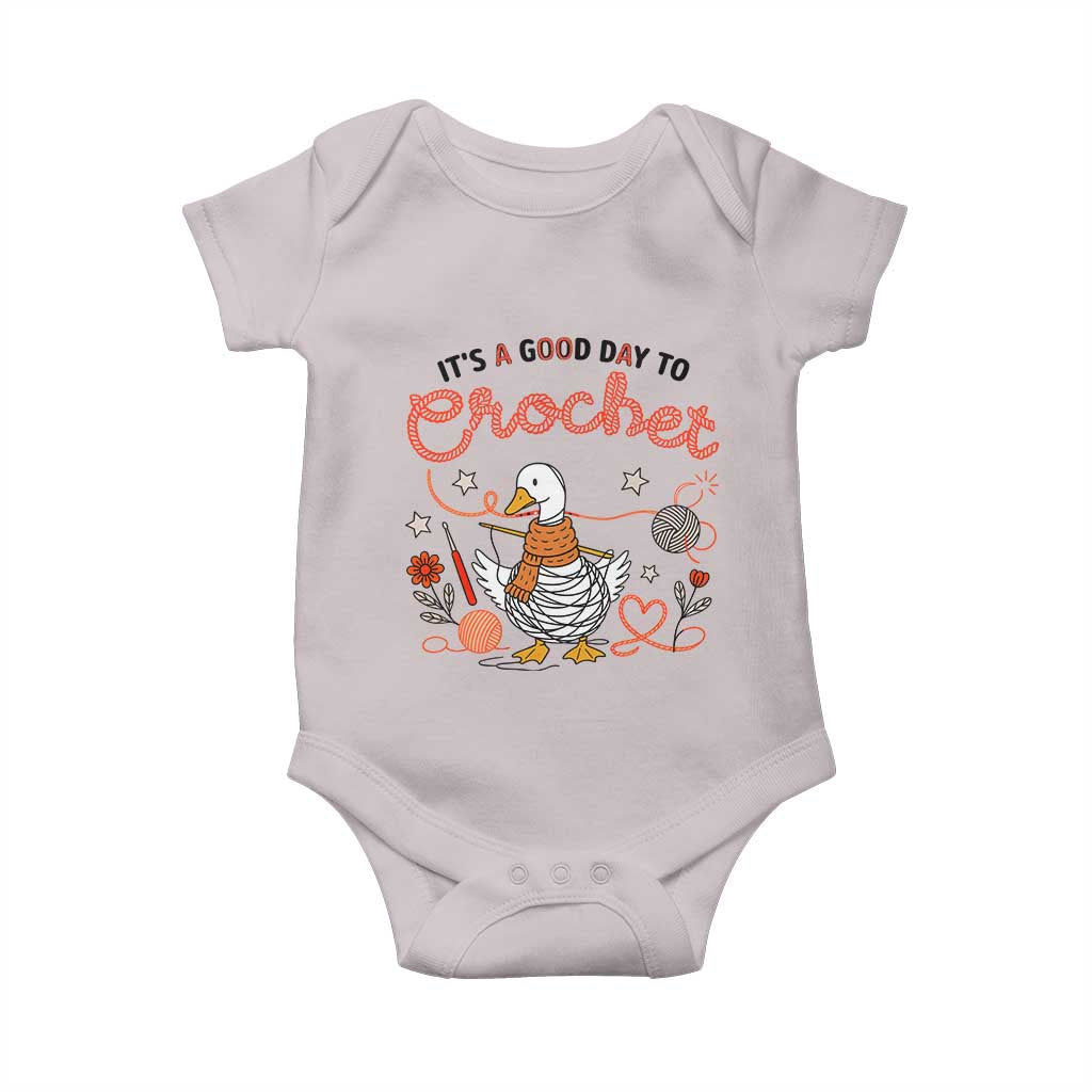 Funny Goose Crocheting Baby Onesie It Is A Good Day To Crochet TS12 Ice Gray Print Your Wear