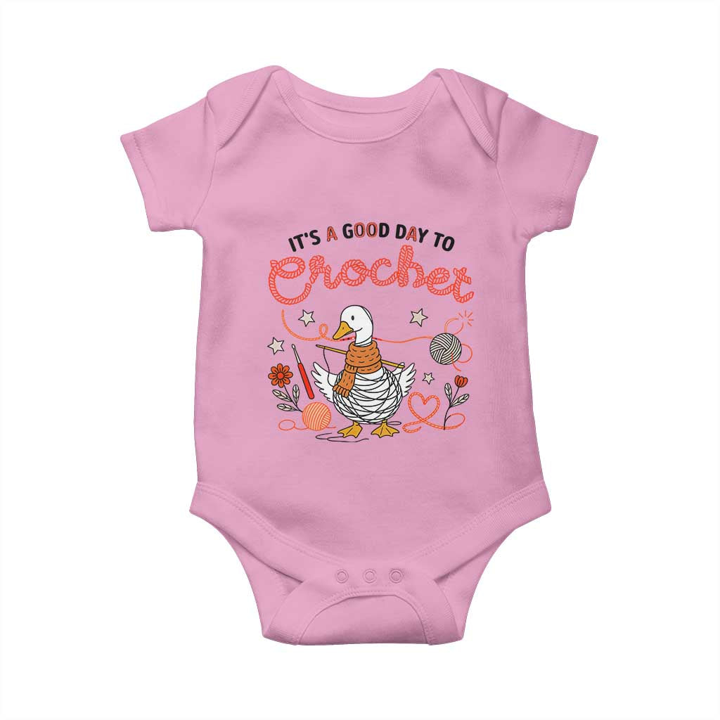 Funny Goose Crocheting Baby Onesie It Is A Good Day To Crochet TS12 Light Pink Print Your Wear
