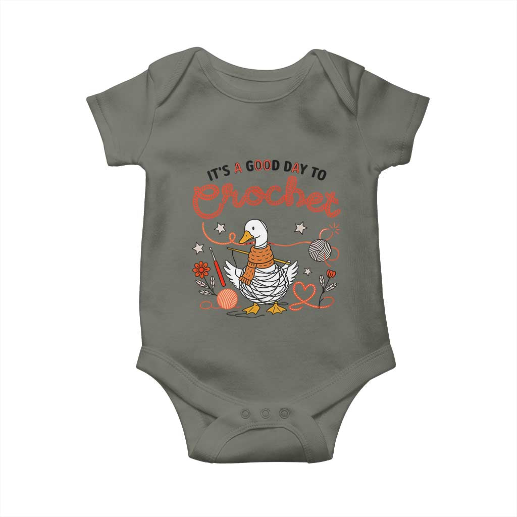 Funny Goose Crocheting Baby Onesie It Is A Good Day To Crochet TS12 Military Green Print Your Wear