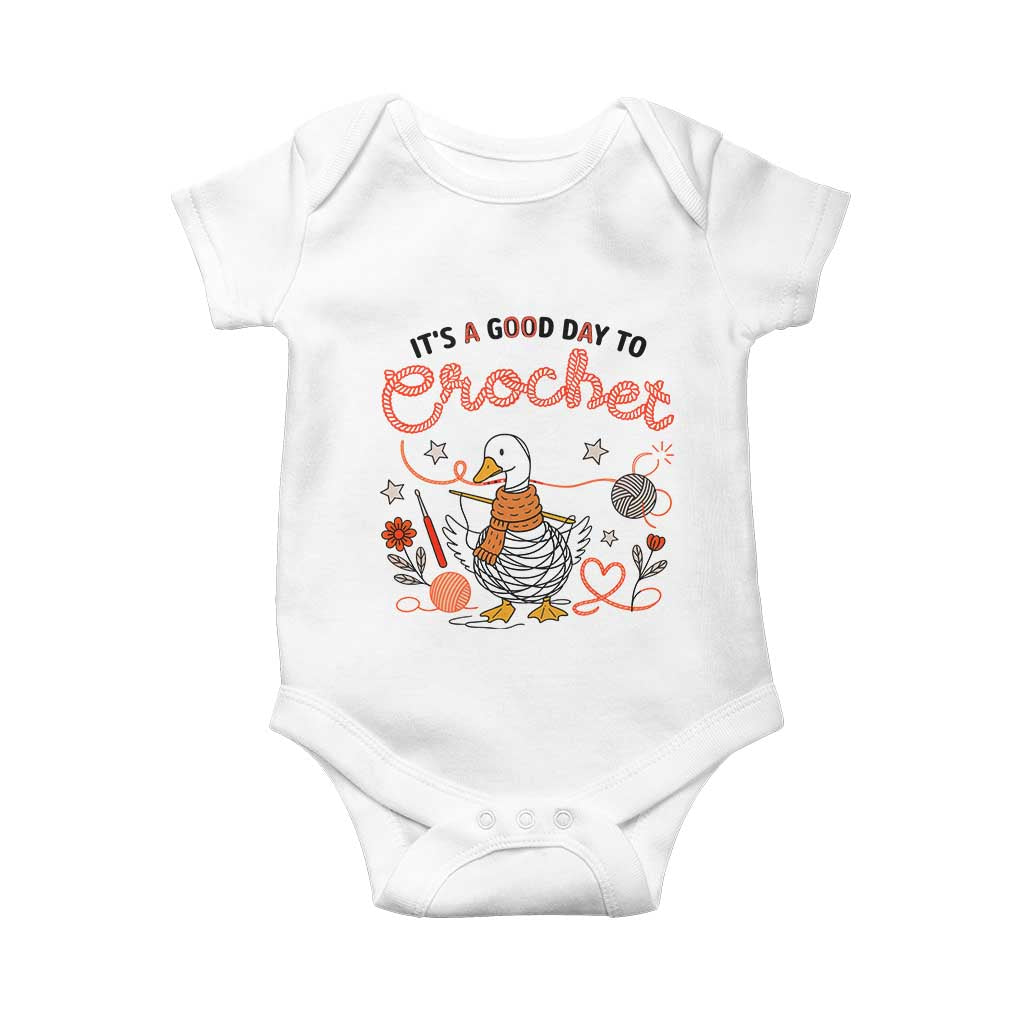 Funny Goose Crocheting Baby Onesie It Is A Good Day To Crochet TS12 White Print Your Wear