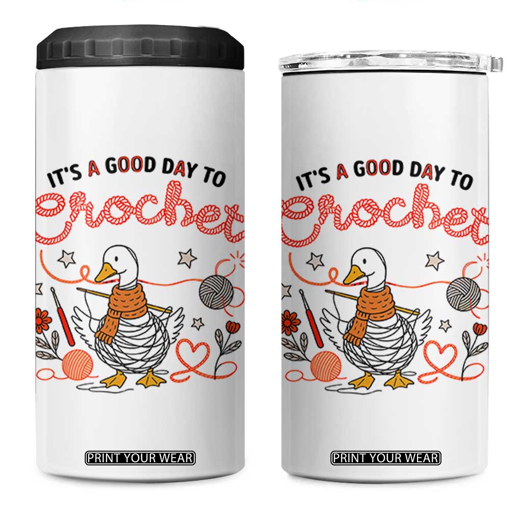 Funny Goose Crocheting 4 in 1 Can Cooler Tumbler It Is A Good Day To Crochet TS12 One Size: 16 oz White Print Your Wear