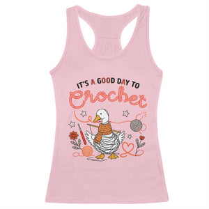 Funny Goose Crocheting Racerback Tank Top It Is A Good Day To Crochet TS12 Light Pink Print Your Wear