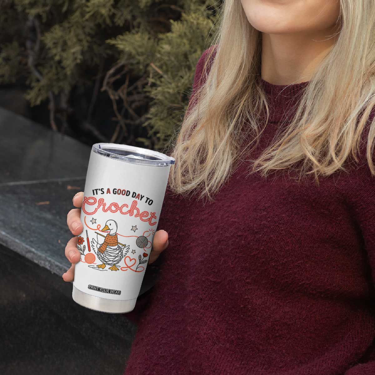 Funny Goose Crocheting Tumbler Cup It Is A Good Day To Crochet TS12 Print Your Wear