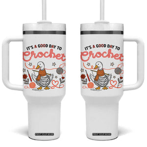Funny Goose Crocheting Tumbler With Handle It Is A Good Day To Crochet TS12 One Size: 40 oz White Print Your Wear