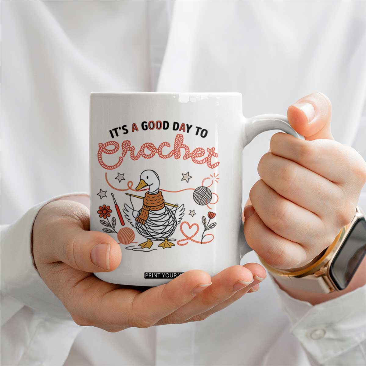 Funny Goose Crocheting Coffee Mug It Is A Good Day To Crochet TS12 Print Your Wear