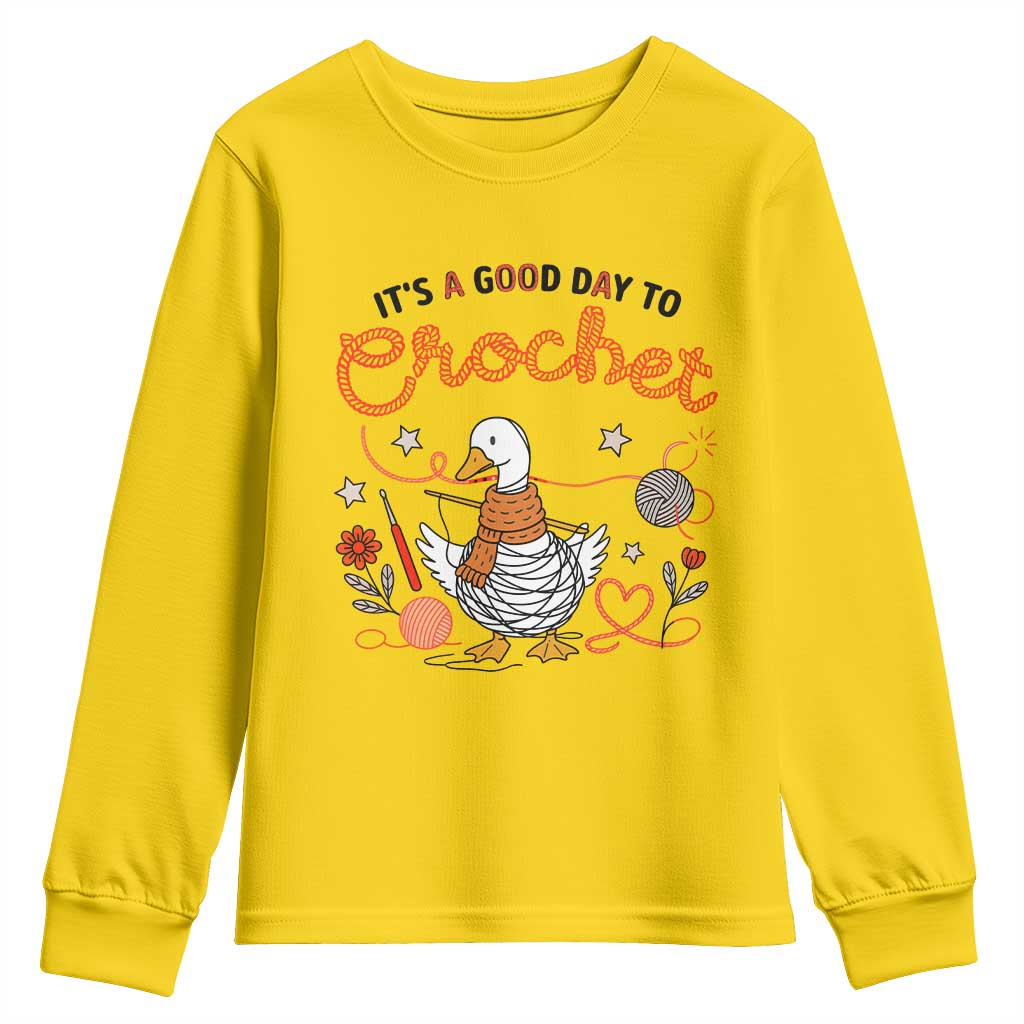 Funny Goose Crocheting Youth Sweatshirt It Is A Good Day To Crochet TS12 Daisy Print Your Wear