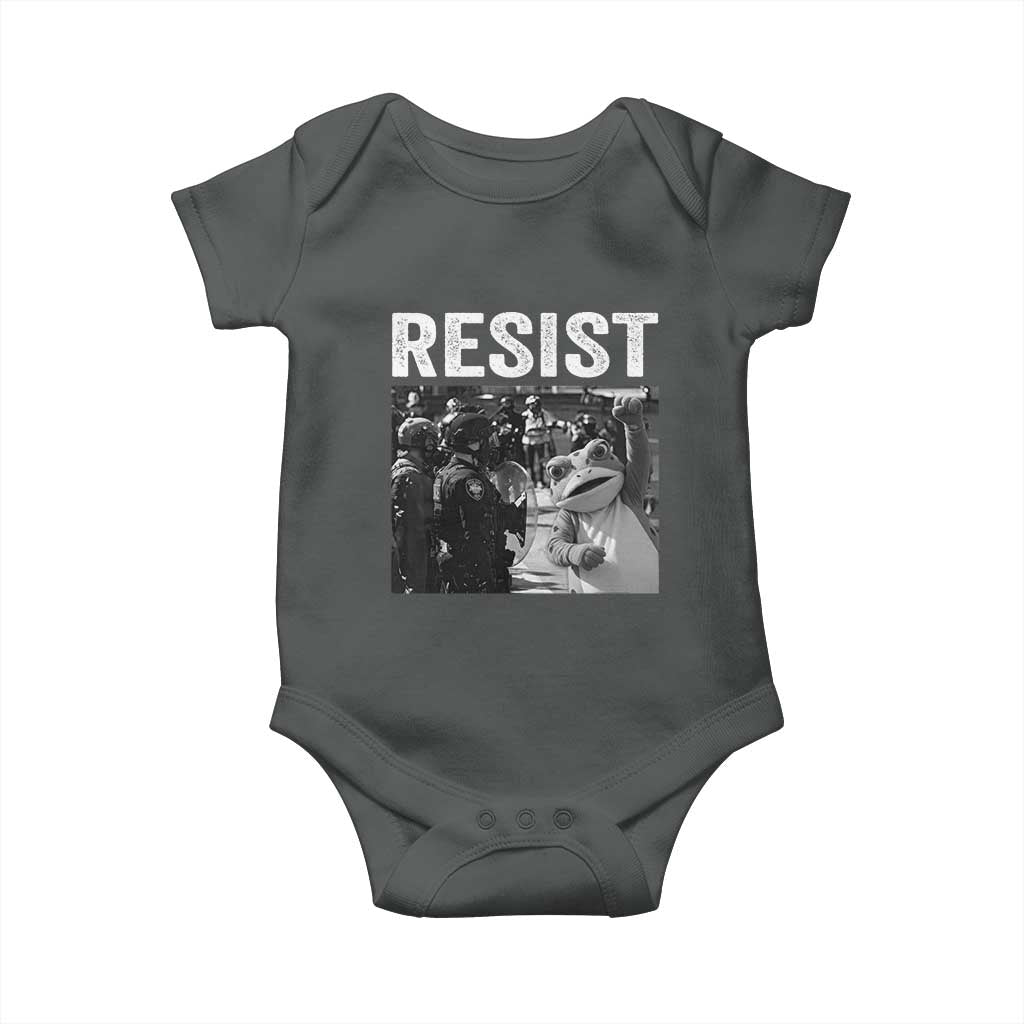 Portland Frog Protest Baby Onesie Funny Rebel Gift TS12 Dark Heather Print Your Wear