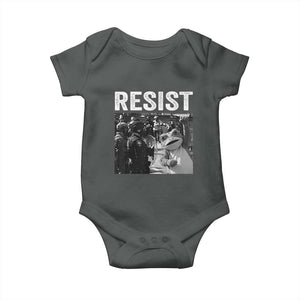Portland Frog Protest Baby Onesie Funny Rebel Gift TS12 Dark Heather Print Your Wear