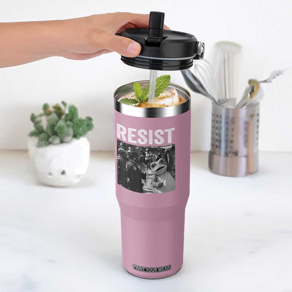 Portland Frog Protest Flip Straw Tumbler Funny Rebel Gift TS12 One Size: 30 oz Light Pink Print Your Wear