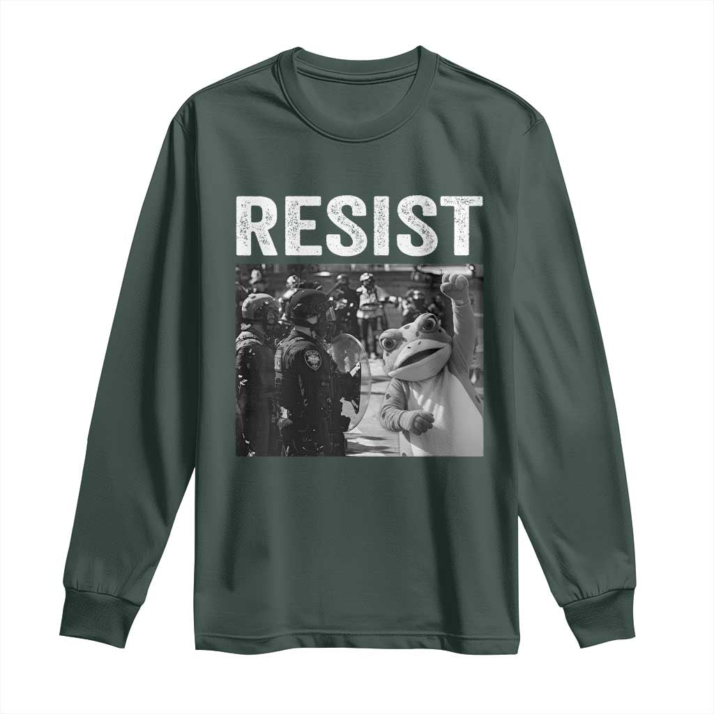 Portland Frog Protest Long Sleeve Shirt Funny Rebel Gift TS12 Dark Forest Green Print Your Wear
