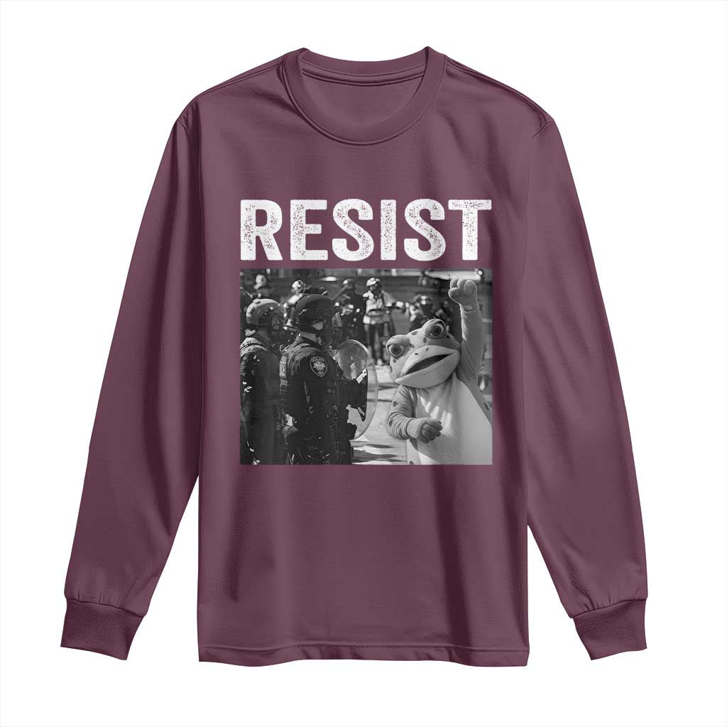 Portland Frog Protest Long Sleeve Shirt Funny Rebel Gift TS12 Maroon Print Your Wear
