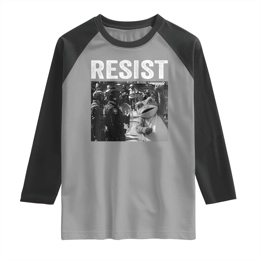 Portland Frog Protest Raglan Shirt Funny Rebel Gift TS12 Sport Gray Black Print Your Wear