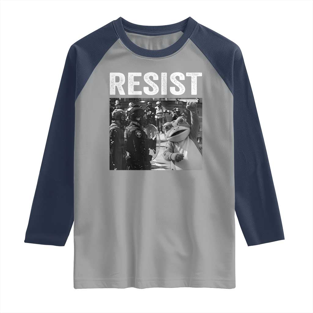 Portland Frog Protest Raglan Shirt Funny Rebel Gift TS12 Sport Gray Navy Print Your Wear