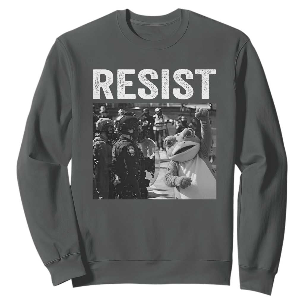 Portland Frog Protest Sweatshirt Funny Rebel Gift TS12 Dark Heather Print Your Wear