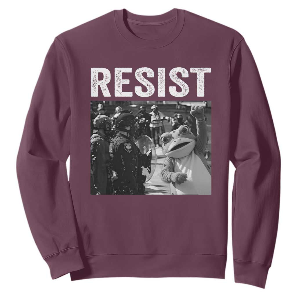Portland Frog Protest Sweatshirt Funny Rebel Gift TS12 Maroon Print Your Wear