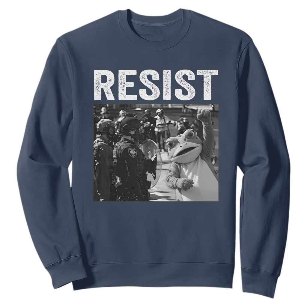 Portland Frog Protest Sweatshirt Funny Rebel Gift TS12 Navy Print Your Wear