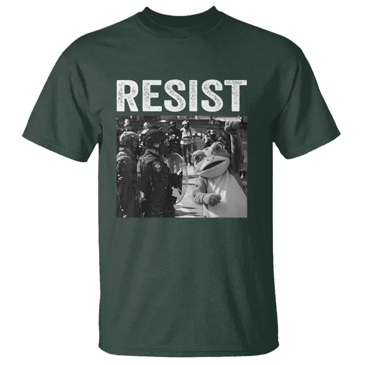 Portland Frog Protest T Shirt Funny Rebel Gift TS12 Dark Forest Green Print Your Wear