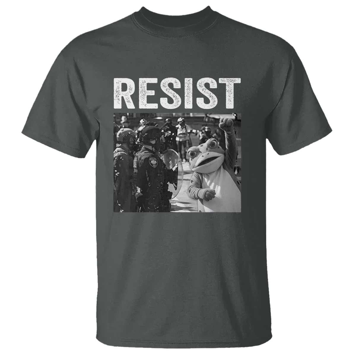 Portland Frog Protest T Shirt Funny Rebel Gift TS12 Dark Heather Print Your Wear