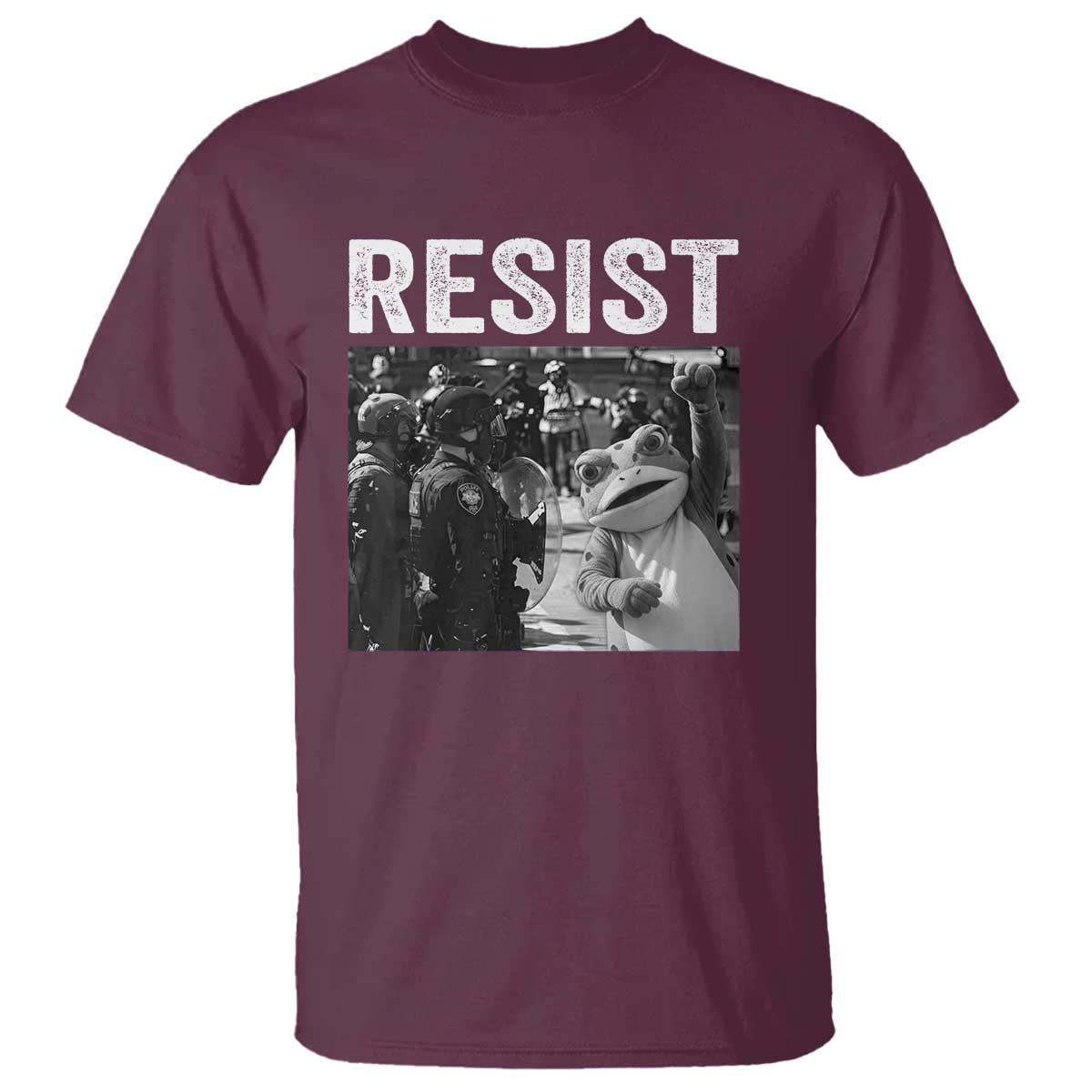 Portland Frog Protest T Shirt Funny Rebel Gift TS12 Maroon Print Your Wear