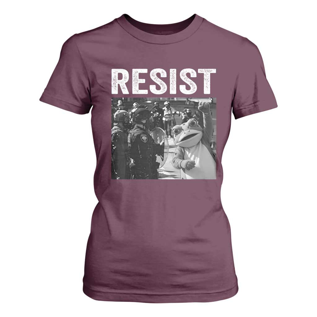 Portland Frog Protest T Shirt For Women Funny Rebel Gift TS12 Maroon Print Your Wear