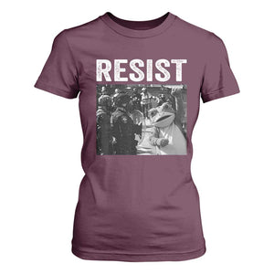 Portland Frog Protest T Shirt For Women Funny Rebel Gift TS12 Maroon Print Your Wear