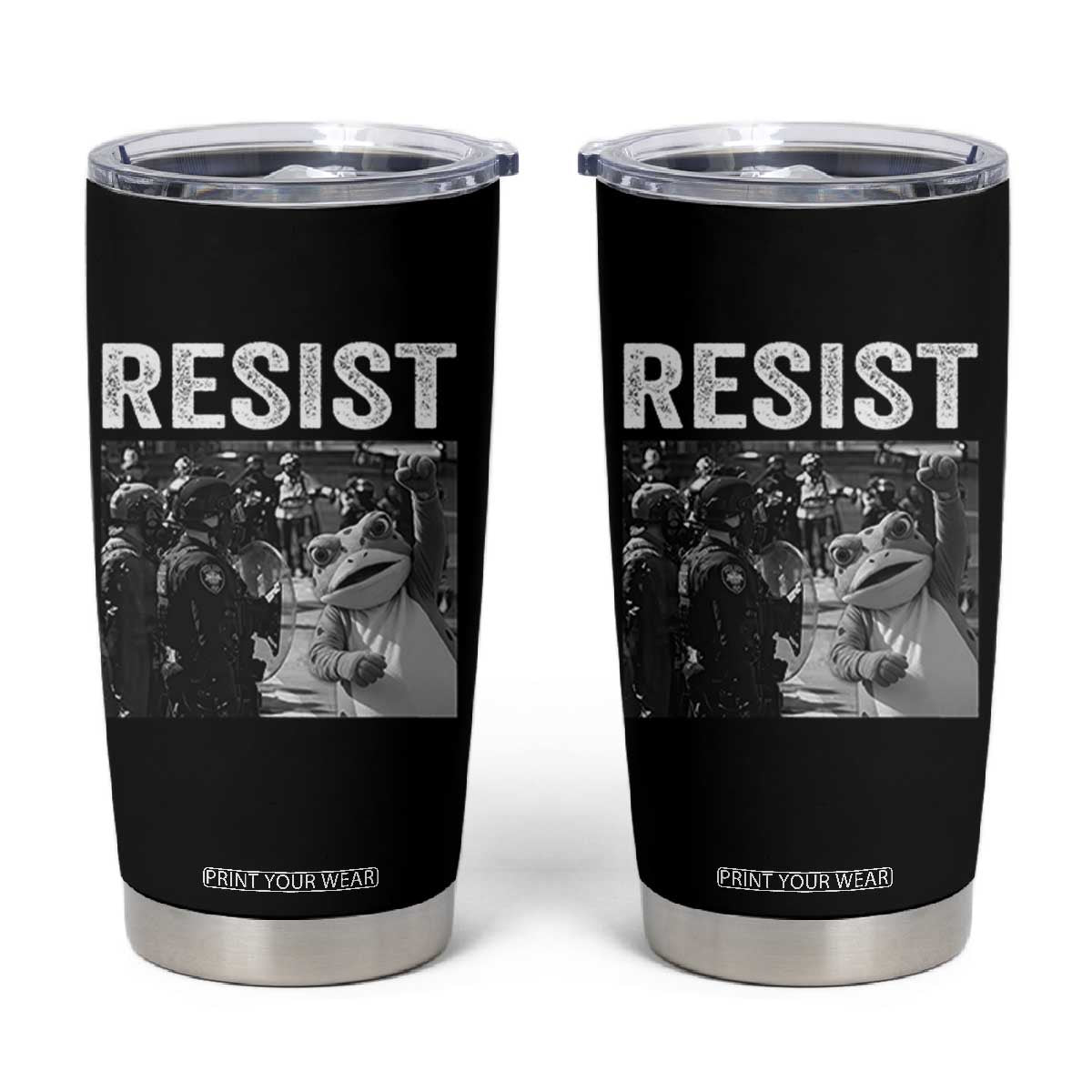 Portland Frog Protest Tumbler Cup Funny Rebel Gift TS12 Black Print Your Wear