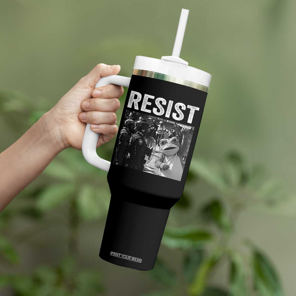 Portland Frog Protest Tumbler With Handle Funny Rebel Gift TS12 Print Your Wear