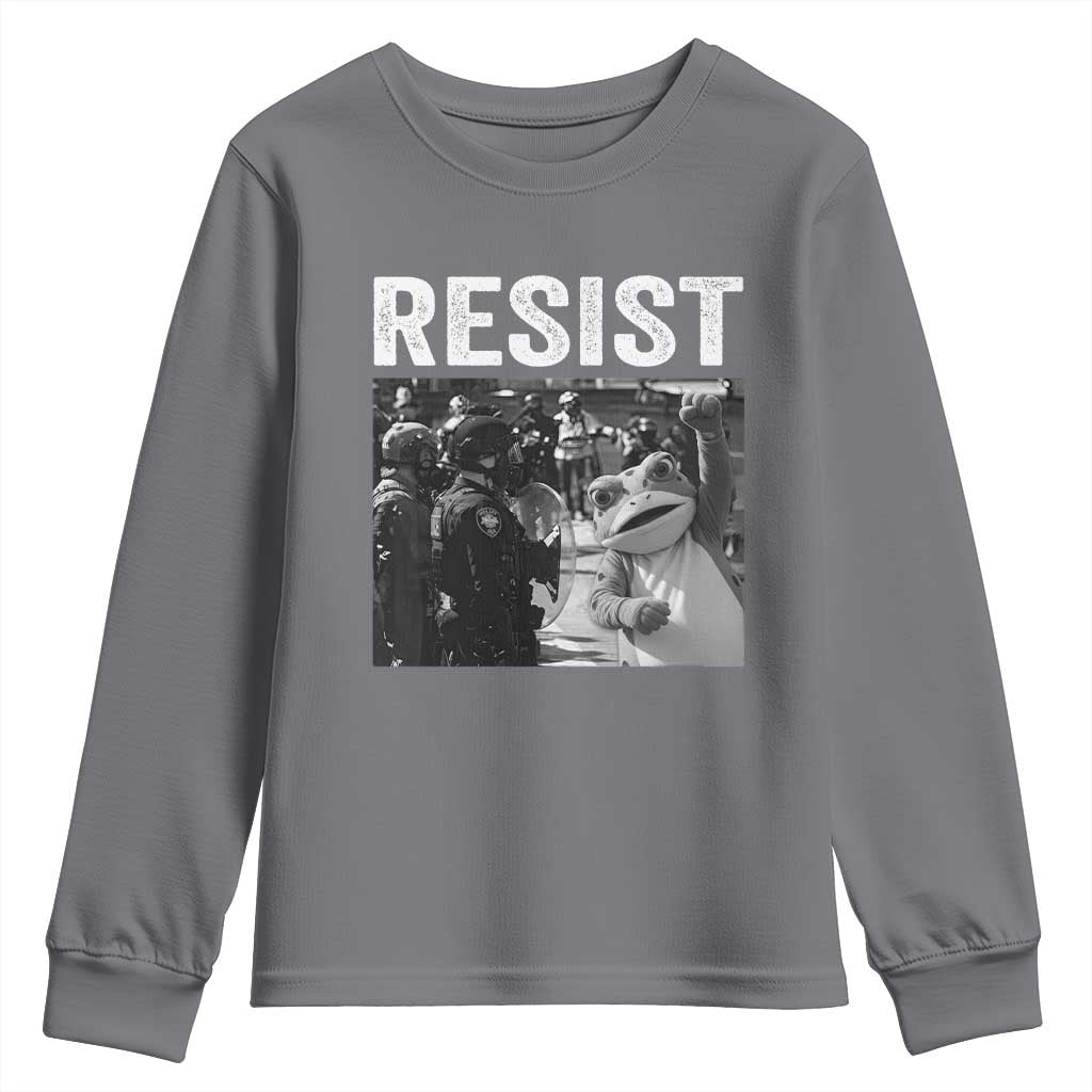 Portland Frog Protest Youth Sweatshirt Funny Rebel Gift TS12 Charcoal Print Your Wear