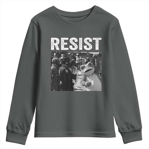 Portland Frog Protest Youth Sweatshirt Funny Rebel Gift TS12 Dark Heather Print Your Wear