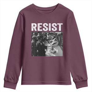 Portland Frog Protest Youth Sweatshirt Funny Rebel Gift TS12 Maroon Print Your Wear