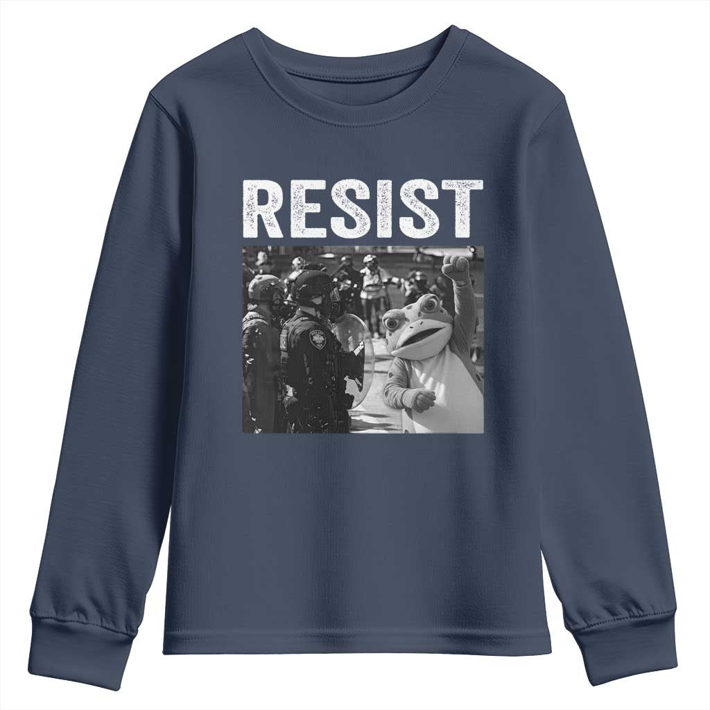 Portland Frog Protest Youth Sweatshirt Funny Rebel Gift TS12 Navy Print Your Wear