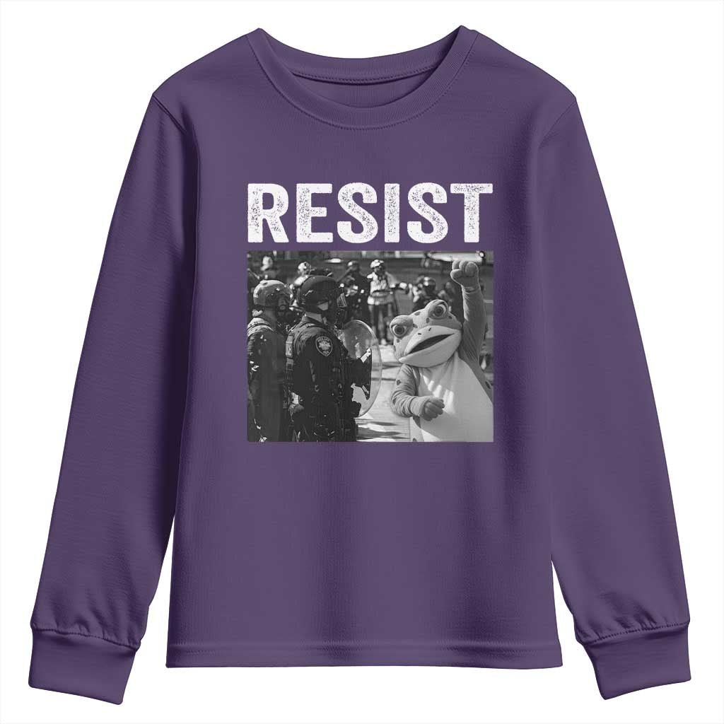 Portland Frog Protest Youth Sweatshirt Funny Rebel Gift TS12 Purple Print Your Wear