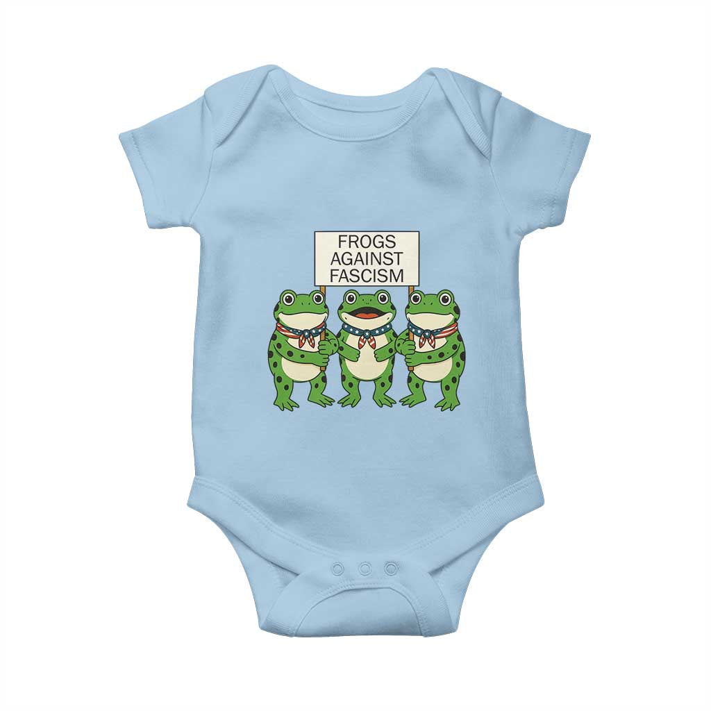 Frogs Against Fascism Baby Onesie Funny Portland Meme Humor Gift TS12 Light Blue Print Your Wear