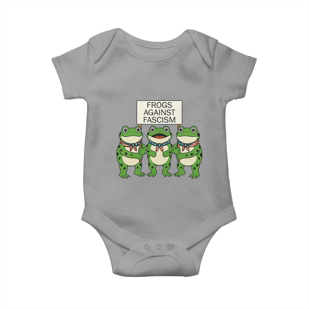 Frogs Against Fascism Baby Onesie Funny Portland Meme Humor Gift TS12 Sport Gray Print Your Wear