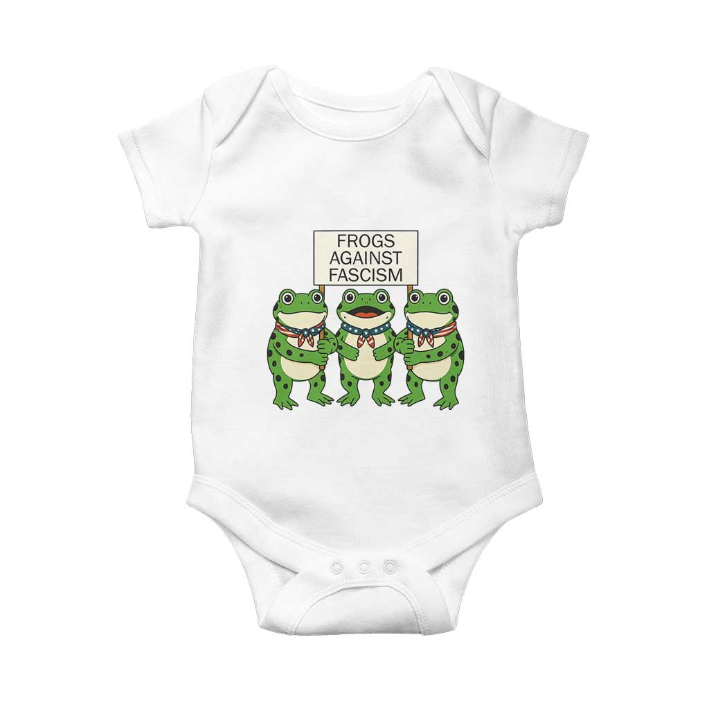 Frogs Against Fascism Baby Onesie Funny Portland Meme Humor Gift TS12 White Print Your Wear