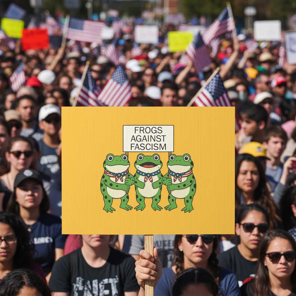 Frogs Against Fascism Protest Sign Funny Portland Meme Humor Gift TS12 Horizontal 18