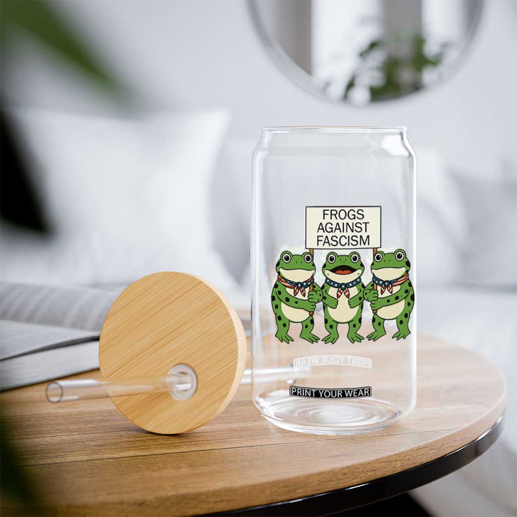 Frogs Against Fascism Glass Can Funny Portland Meme Humor Gift TS12 Print Your Wear