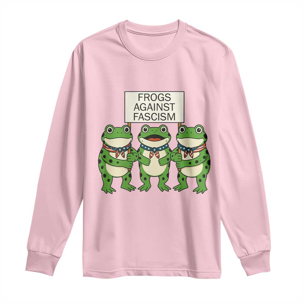 Frogs Against Fascism Long Sleeve Shirt Funny Portland Meme Humor Gift TS12 Light Pink Print Your Wear