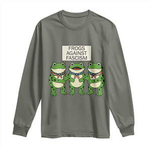 Frogs Against Fascism Long Sleeve Shirt Funny Portland Meme Humor Gift TS12 Military Green Print Your Wear