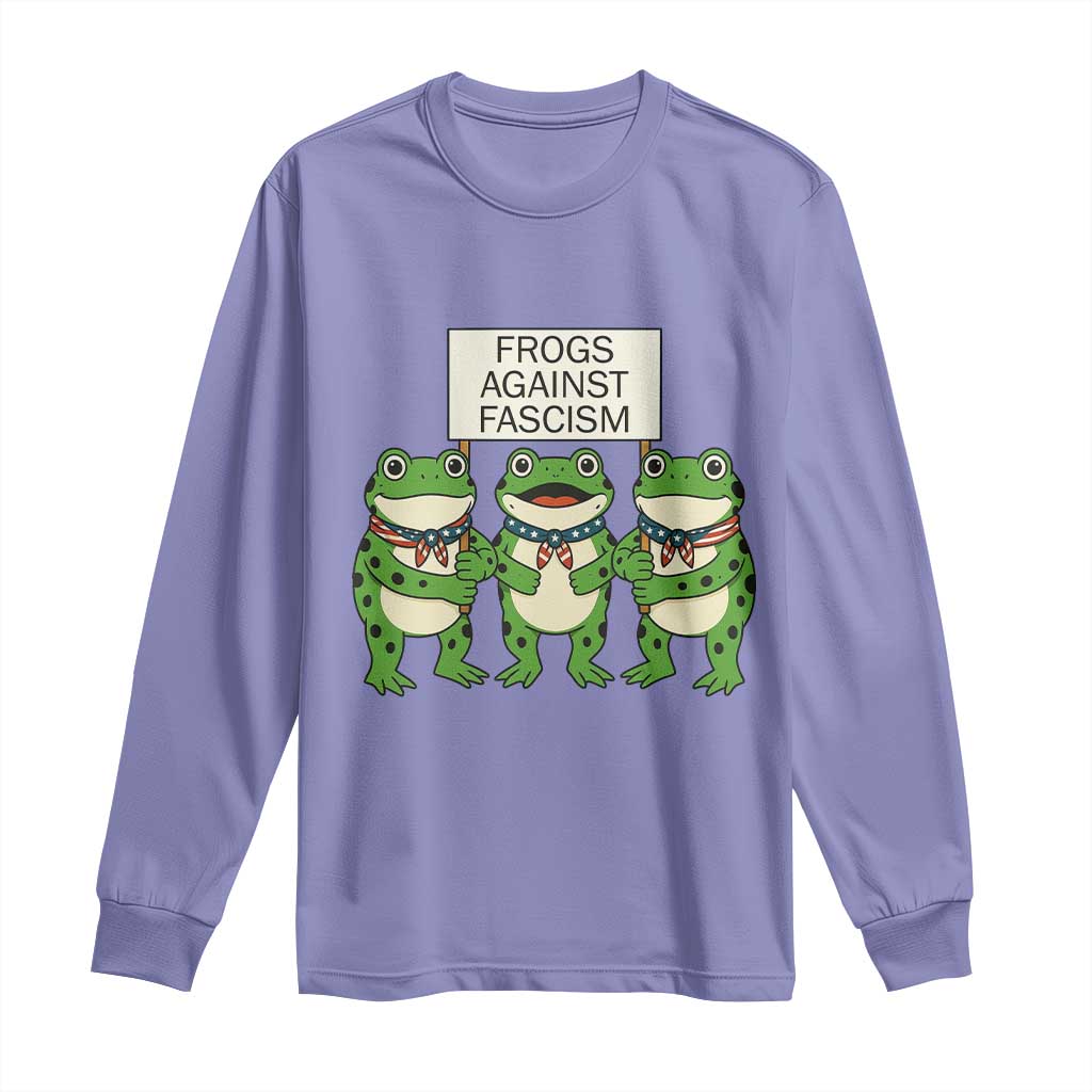 Frogs Against Fascism Long Sleeve Shirt Funny Portland Meme Humor Gift TS12 Violet Print Your Wear