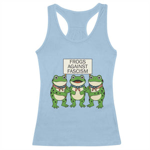 Frogs Against Fascism Racerback Tank Top Funny Portland Meme Humor Gift TS12 Light Blue Print Your Wear