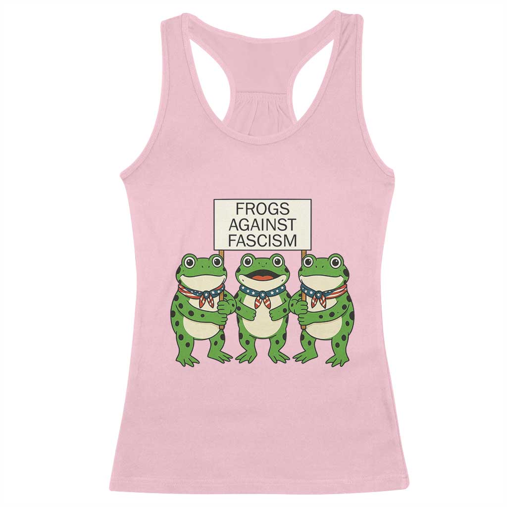 Frogs Against Fascism Racerback Tank Top Funny Portland Meme Humor Gift TS12 Light Pink Print Your Wear
